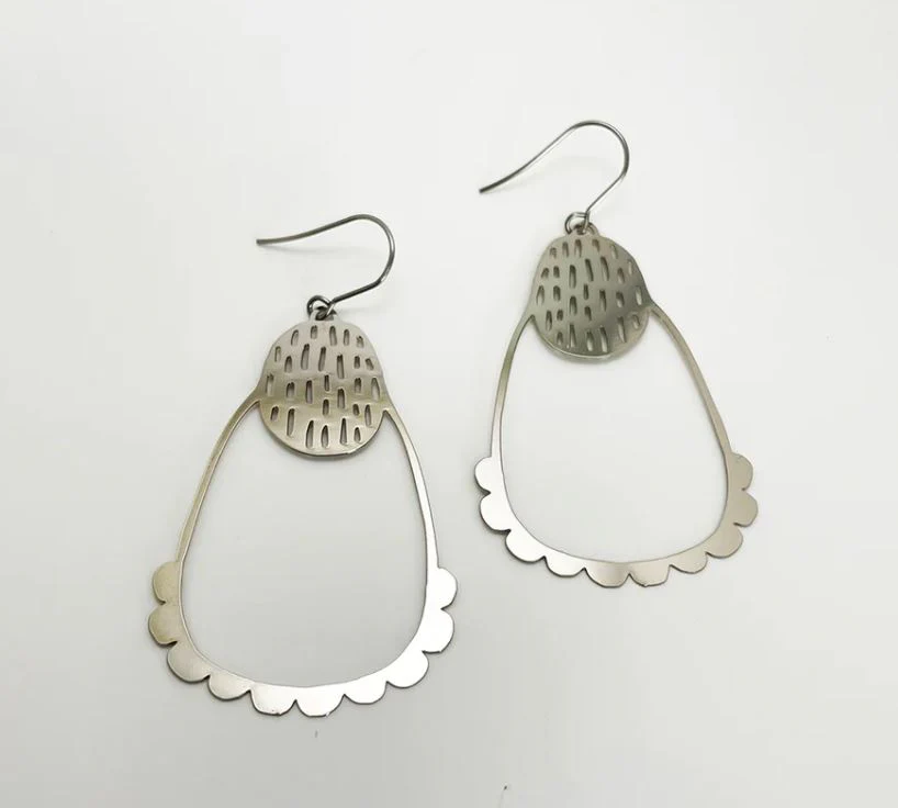Denz Boho Dot Dash Silver Earrings