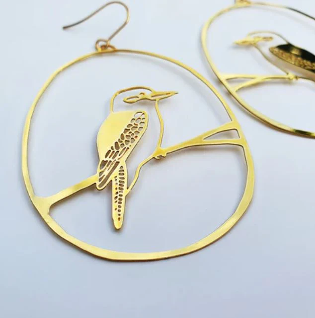 Denz Kookaburra Dangles Gold Earrings - Image 2