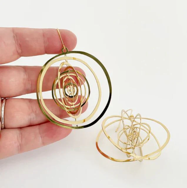 Denz Orbit Dangles Gold Earrings - Image 2