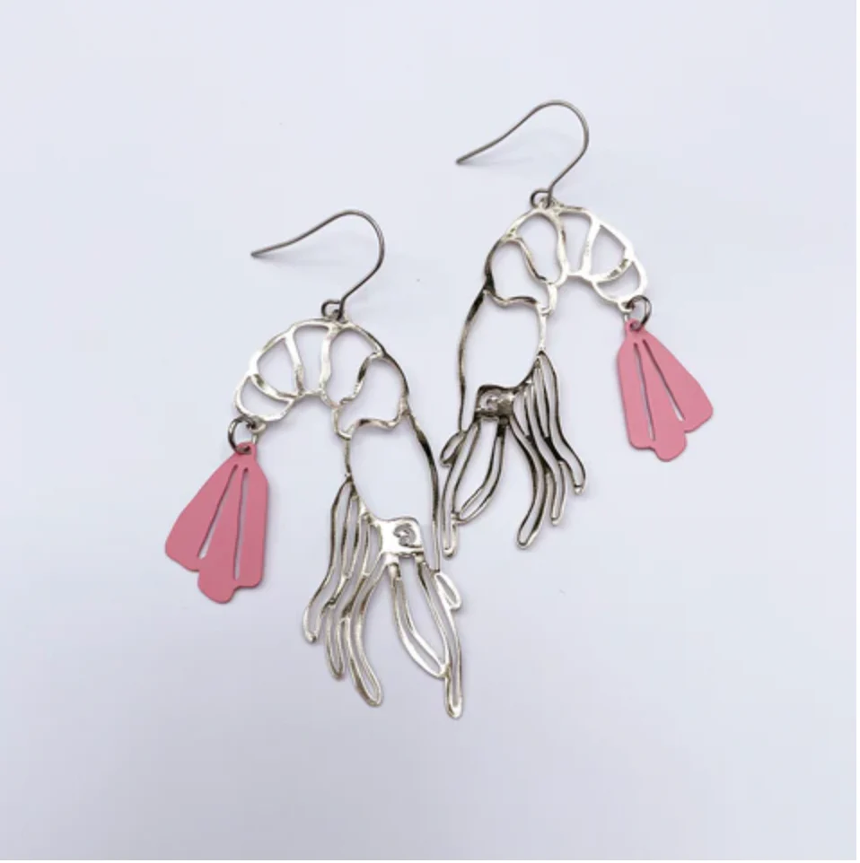 Denz Prawn Dangles Pink Earrings - Image 2