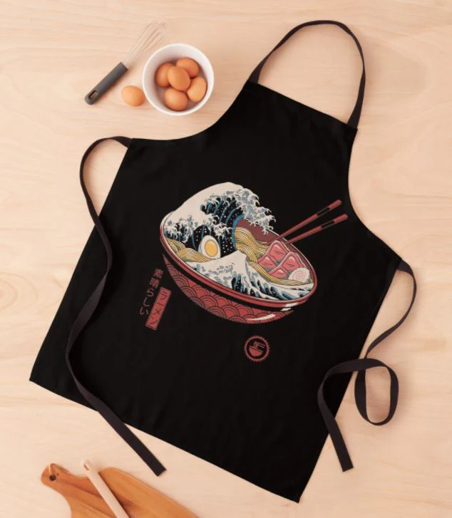 Great Ramen Wave Apron Black