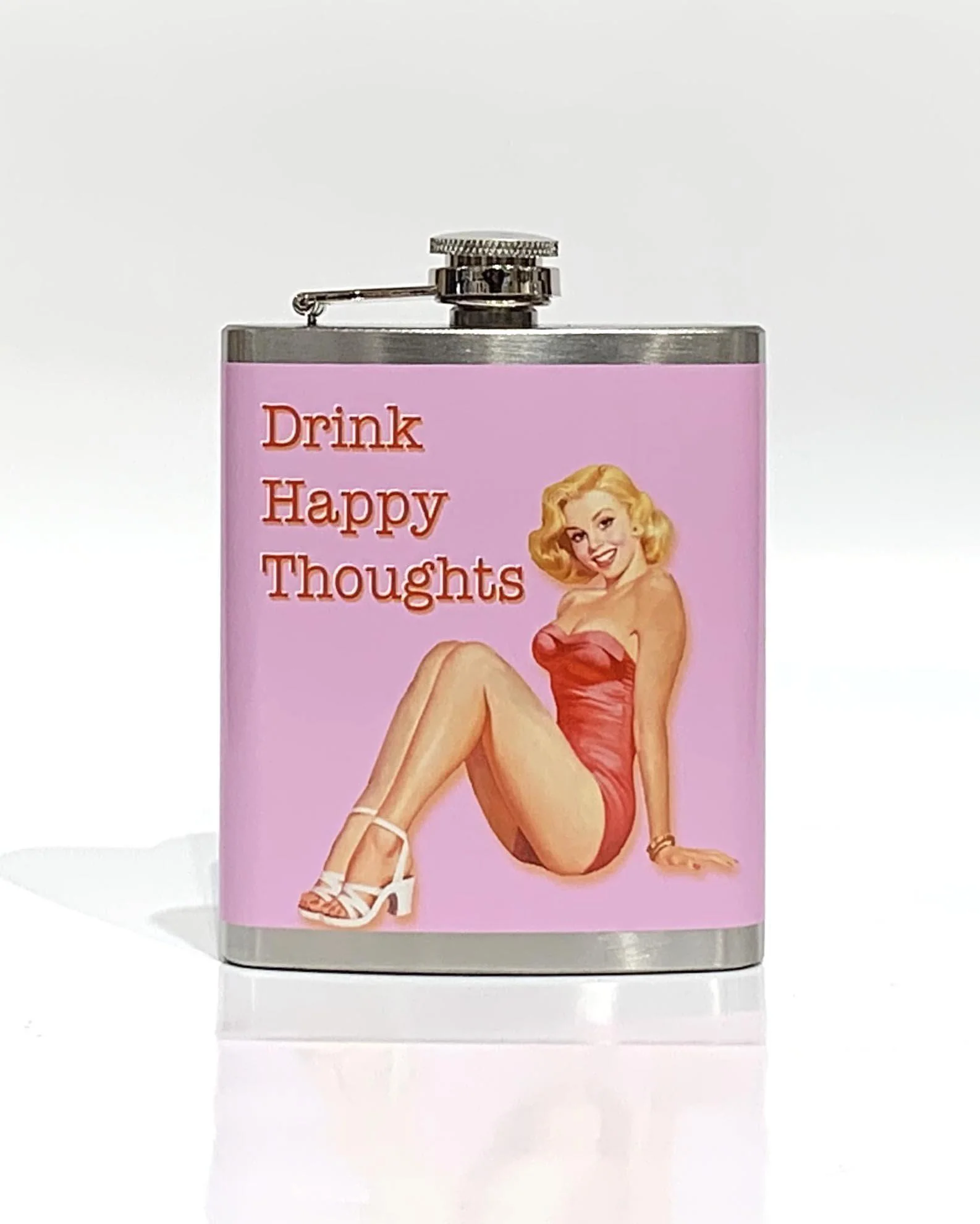 Drink Happy Thoughts - Hip Flask