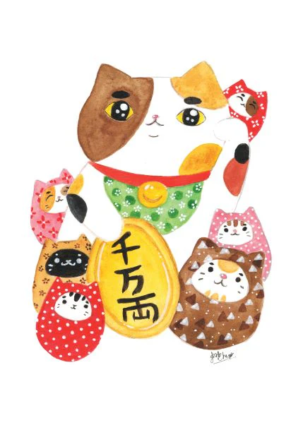 Lucky Cat by Jess Chen A5