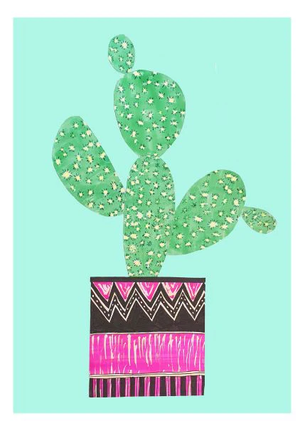 Prickly Pear Plant Collage A5