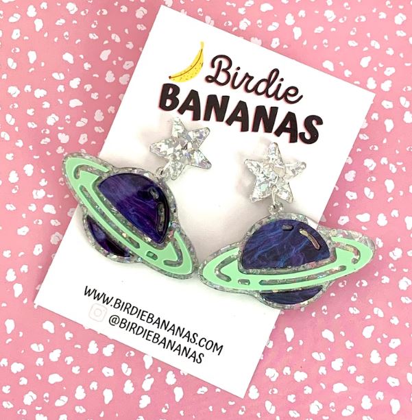 Purple Planet Acrylic Earrings