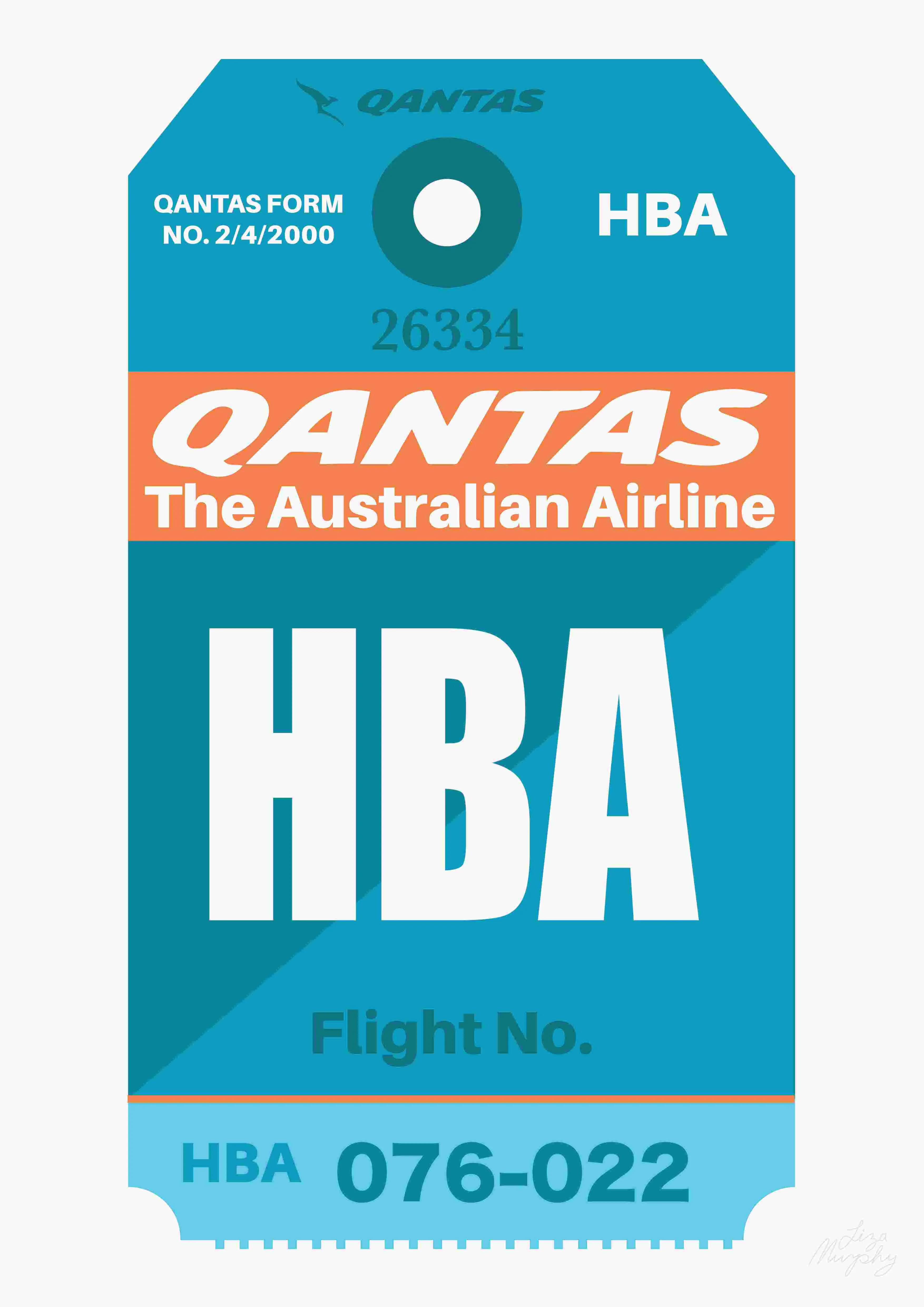 Qantas Luggage Tag HBA by Liza Murphy A3
