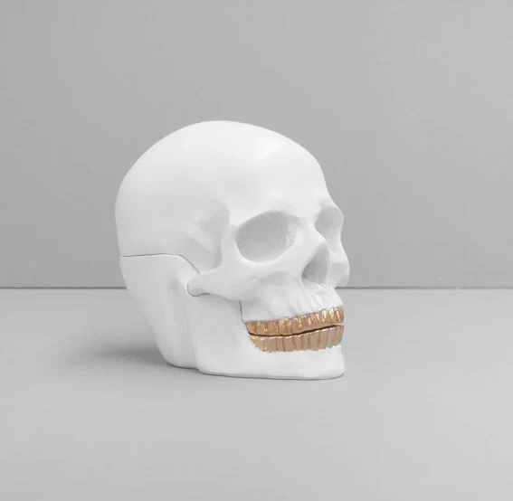 Skull Bowl White/Gold