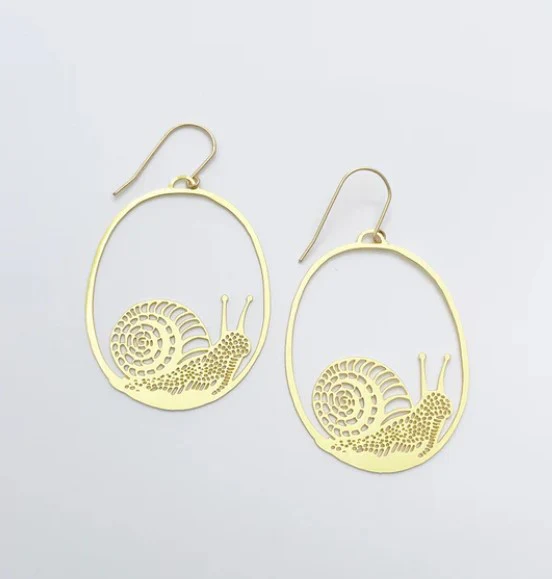 Snails in Gold Dangle Earrings