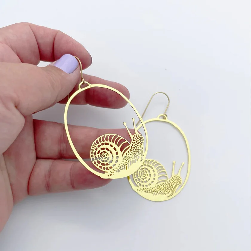 Snails in Gold Dangle Earrings - Image 2
