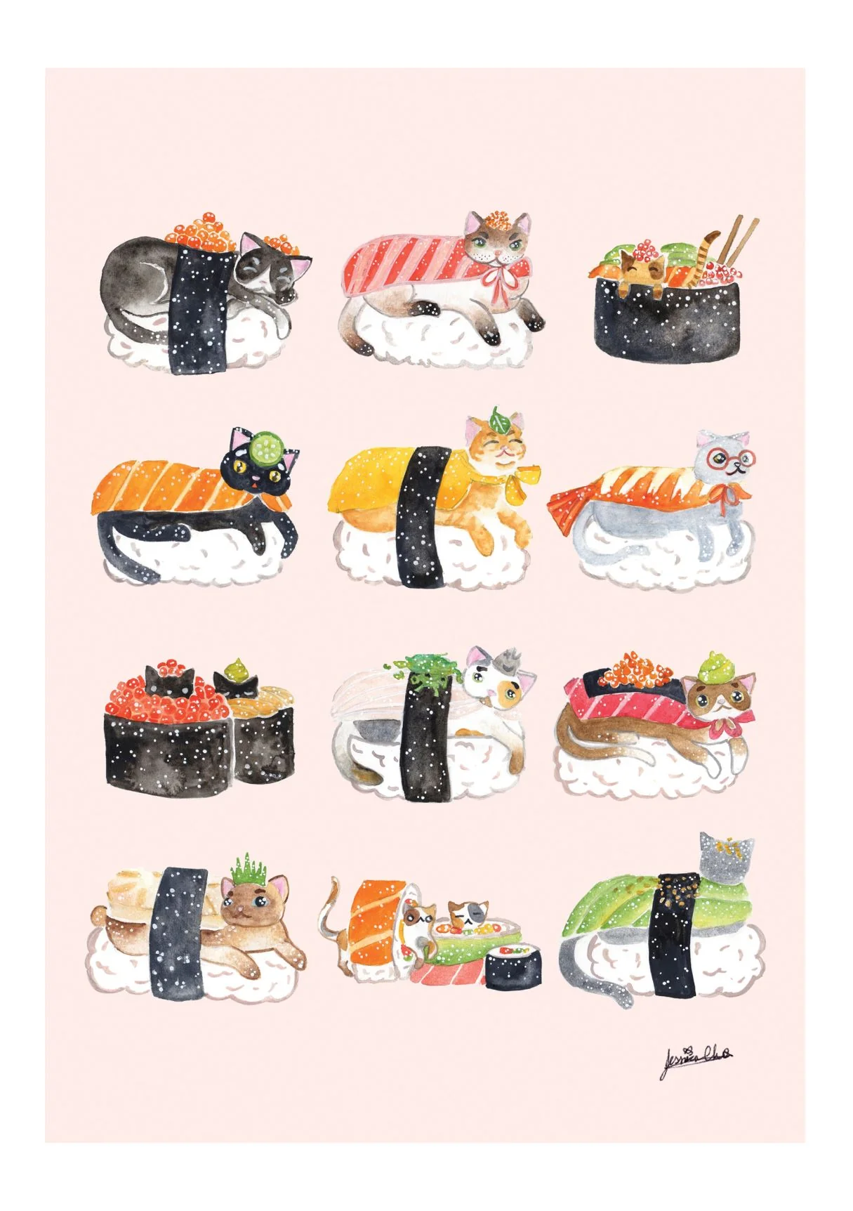 Sushi Cats by Jess Chen A5