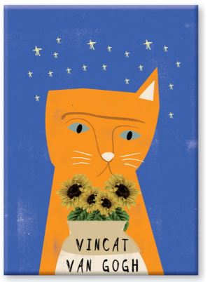 Vincent Van Gogh Cat Magnet by Nia Gould