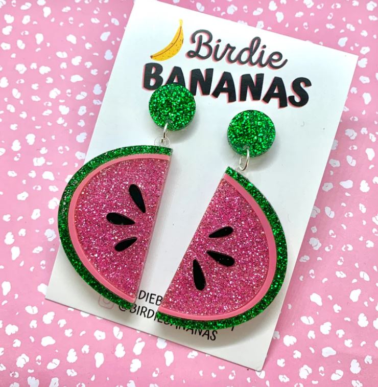 Watermelon Acrylic Earrings Blue